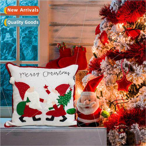 Embroidered Faceless Old Man Christmas Pillow Cover Decorati