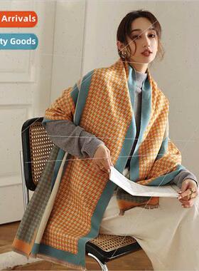 Korean  new fall winter imation cashmere thousbird plaid sca