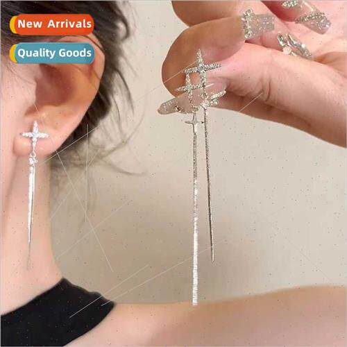 Irregular cross tassel earrings适用women long earrings girls