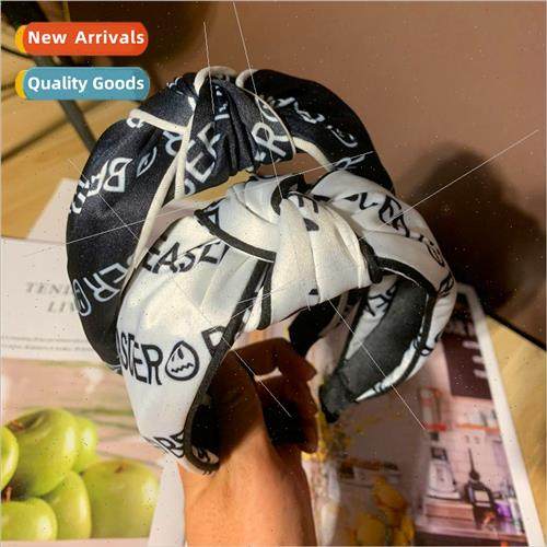 retro wind hair band summer wide smiley face letters headban