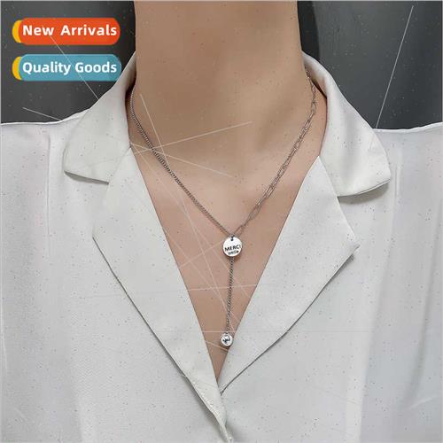 Patchwork Chain Sweater Collarbone Chain Women English Alpha