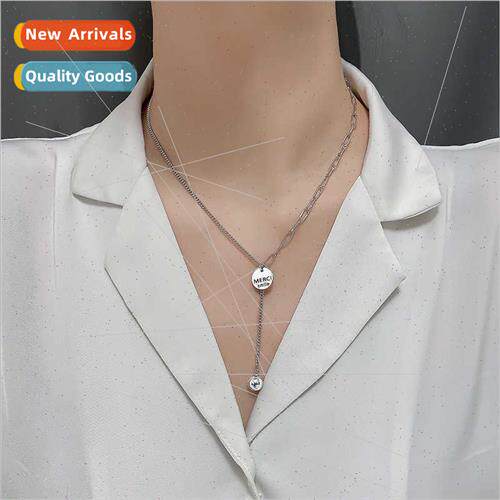Patchwork Chain Sweater Collarbone Chain Women English Alpha