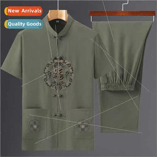 Middle-aged elderly Tang su men short-sleeved summer su Chin