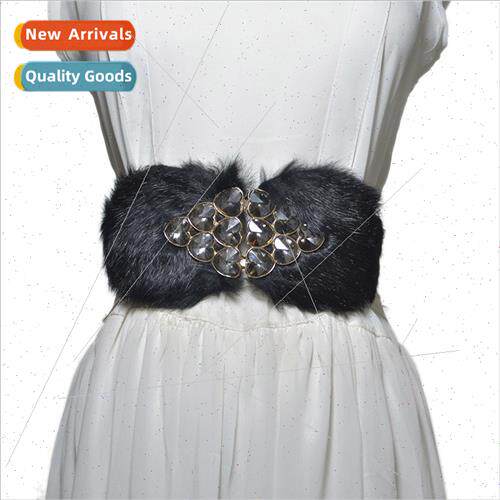 Winter elastic elastic ladies rabb hair decorative waist sea