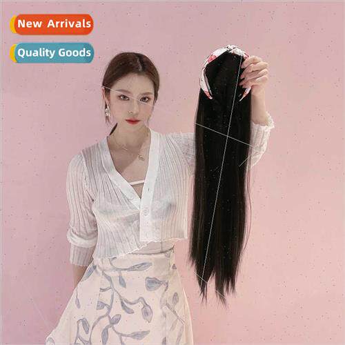 Hair band wig female one-piece chemical fiber half head cove