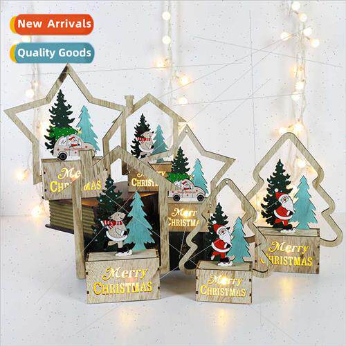 Christmas decorations wooden Christmas e LED light-emting ca