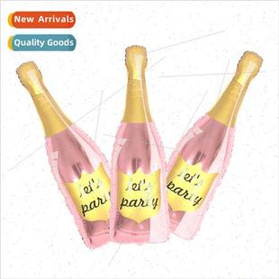 Wine Bottle party Rose win let`s Gold Balloon Large Aluminum