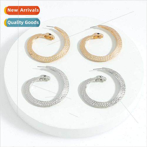 Europe new niche gold large earrings snake earrings cold win