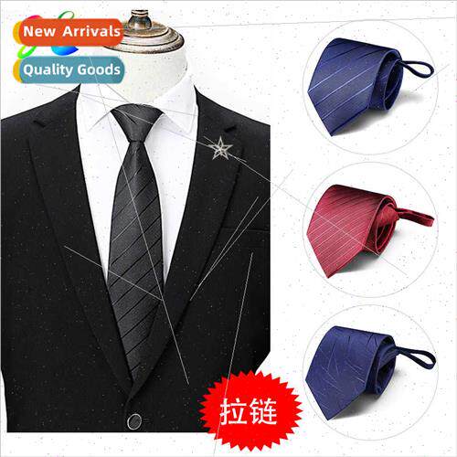 Genuine lazy zipper tie men black Korean wedding groom narro