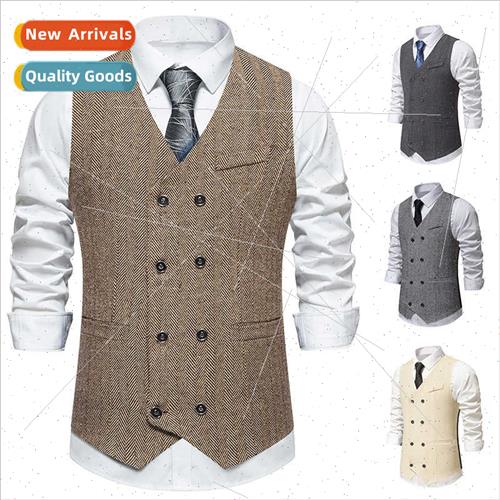 2023 fall new code retro double-breasted undershirt men fas-封面