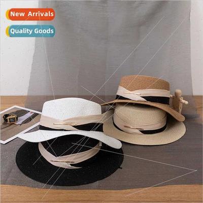 Flat top beanie hat small fresh splicing decorative hat stra