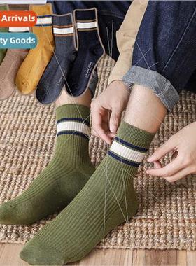 Autumn men business cotton socks Japanese a bar mid-calf soc