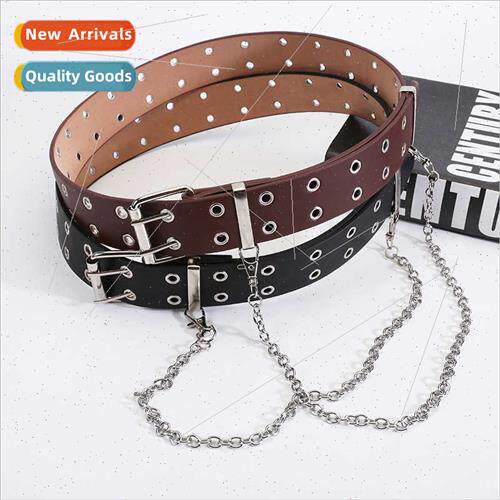 Hollow out single double exhaust eye belt Korean hip-hop pun