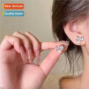 s925 bow premium female zirconia 2023 earrings niche new
