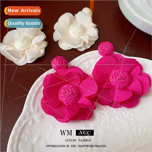 lver needle mesh flower weaving earrings gentle earrings Ele