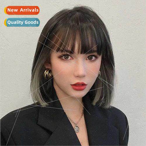 Wig short hair hanging ear dyed collarbone hair trim cute ha