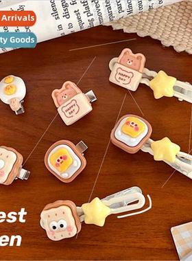 Cute bear bear cookie toast hair clip hair accessories stude