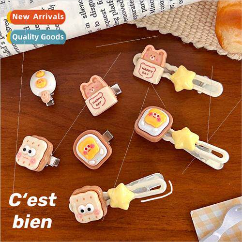 Cute bear bear cookie toast hair clip hair accessories stude