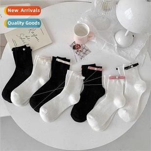 mesh mid women summer socks whe calf hollow Pearl thin bow