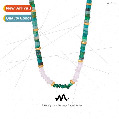 Europe new natural stone green jade handmade beaded collarbo