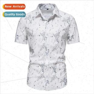 Men Fashion Sleeve Euro Shirt Short Size Beach 2022 Business