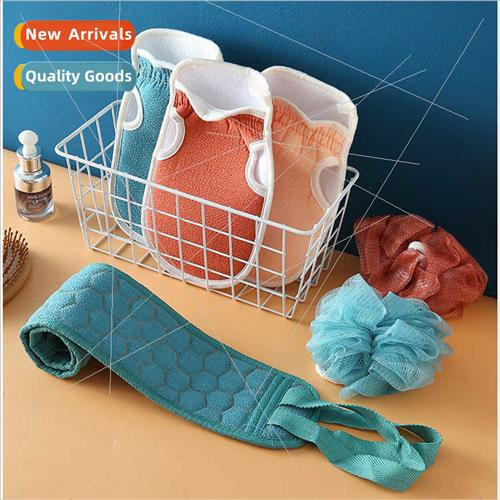 Bath Flower Pull Back Strips Bath Towel Set Powerful Mud Scr