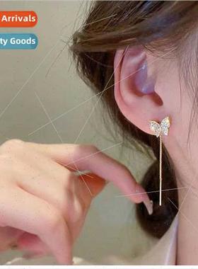 Long Tassel Butterfly Earwire Earrings Premium mple Hundred