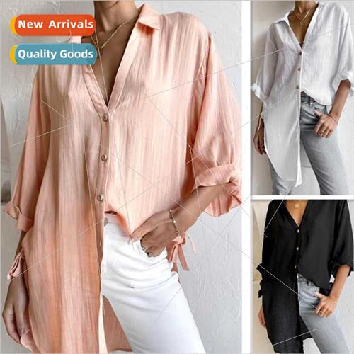 Fashion New Women de Tie Seven Points Flared Sleeve Dovetail