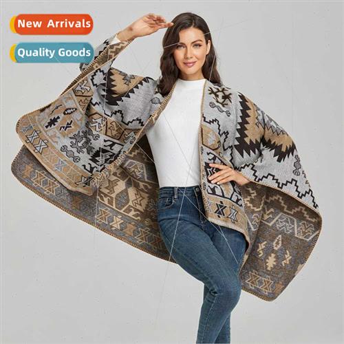 Ethnic open shawl cape fall winter thickened warm cape blank