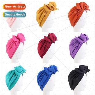 Fabric Bow Ethnic Flower Pleated Stch Hat Wrap Color Solid