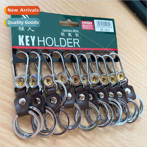 2   strong man stainless steel keychain leather buckle night