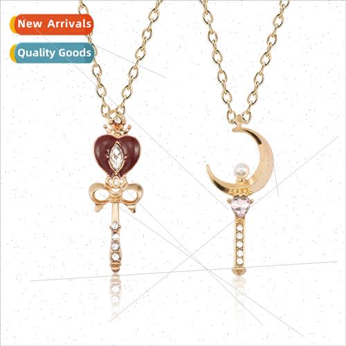 Exquise personalized diamond hollow magic wand necklace pink