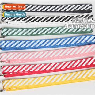 striped thin belt versatile ring simple double buckle dress