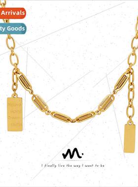 Europe ins geometric English square pendant necklace women n