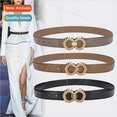 Women belt fashion versatile jeans leather ins wind decorati