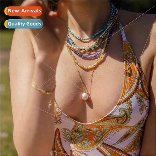 Handmade beaded semi-precious stone necklace spicy girl stac
