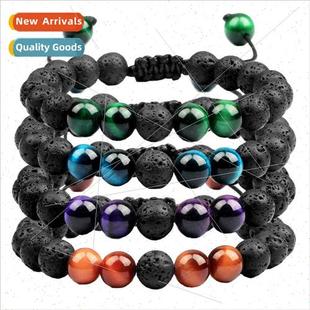 New beaded creative bracelets lava volcanic stone color tige