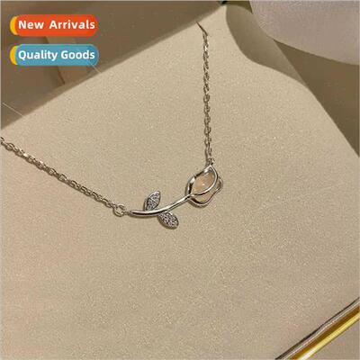 New chalcedony tulip necklace niche collarbone chain适用girl