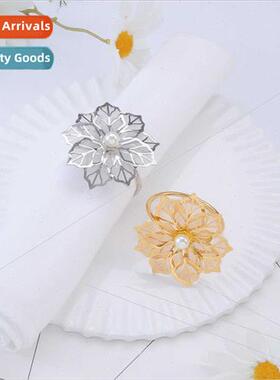 Hotel Napkin Ring Metal Mesh Flower Napkin Ring Mouth Cloth
