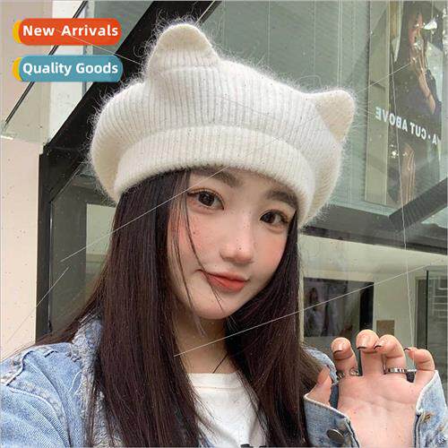 Hat female 2023 new knted dome cap wide-brimmed show face sm