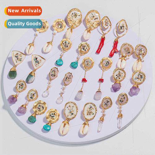 Geometric Colorful Shell Earrings Natural Shell Pearls Women