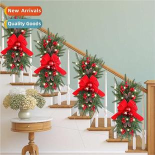 New 2022 Staircase Red Christmas Bow Wreath