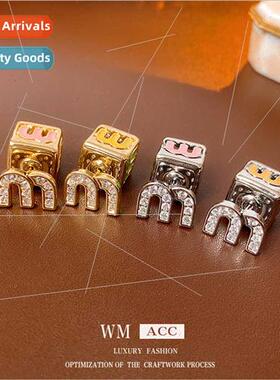 silver pin one two wear zirconia oil drop m letter square ea