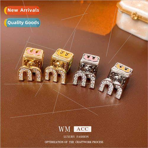 silver pin one two wear zirconia oil drop m letter square ea