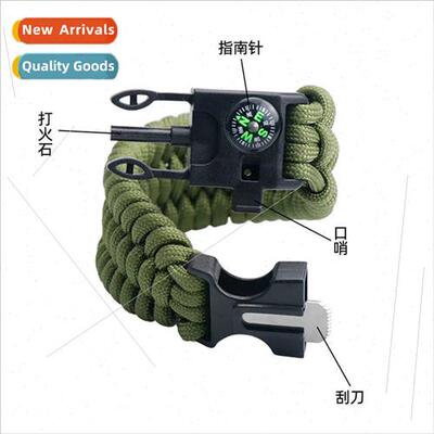 Parachute rope bracelet wild flint multifunction compass tac