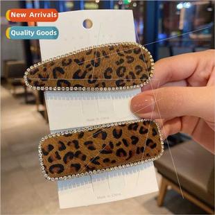 girl leopard plush hair clips new clip headdress simple ins