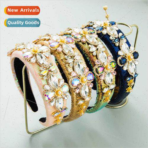 Hair bands new baroque retro heavy craft headband sequins en