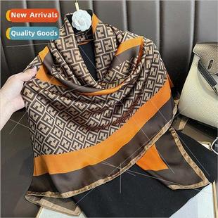thin fall simulation silk scarf Korean striped spring