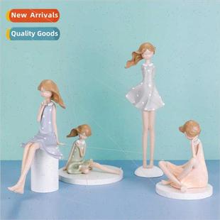 girly deco Table home room girl ins Ornament Resin Girl Cute