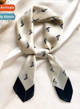 2021 Retro pony head fashion  small silk scarf female hair b